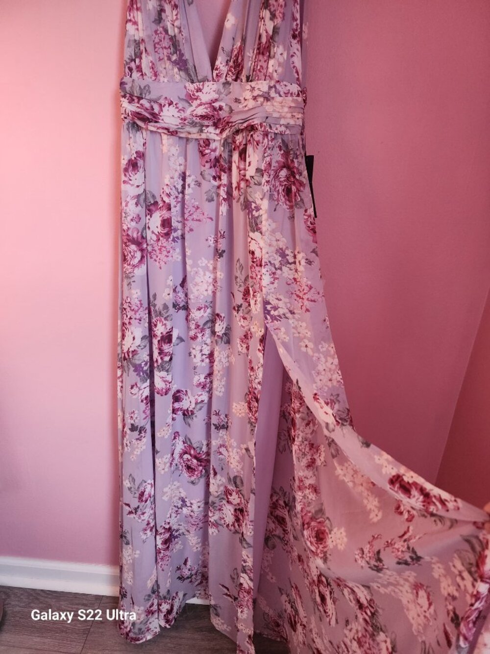 Lulu's Lavender Blush Floral Maxi Dress with Pink Rose Print - Picture 5 of 11